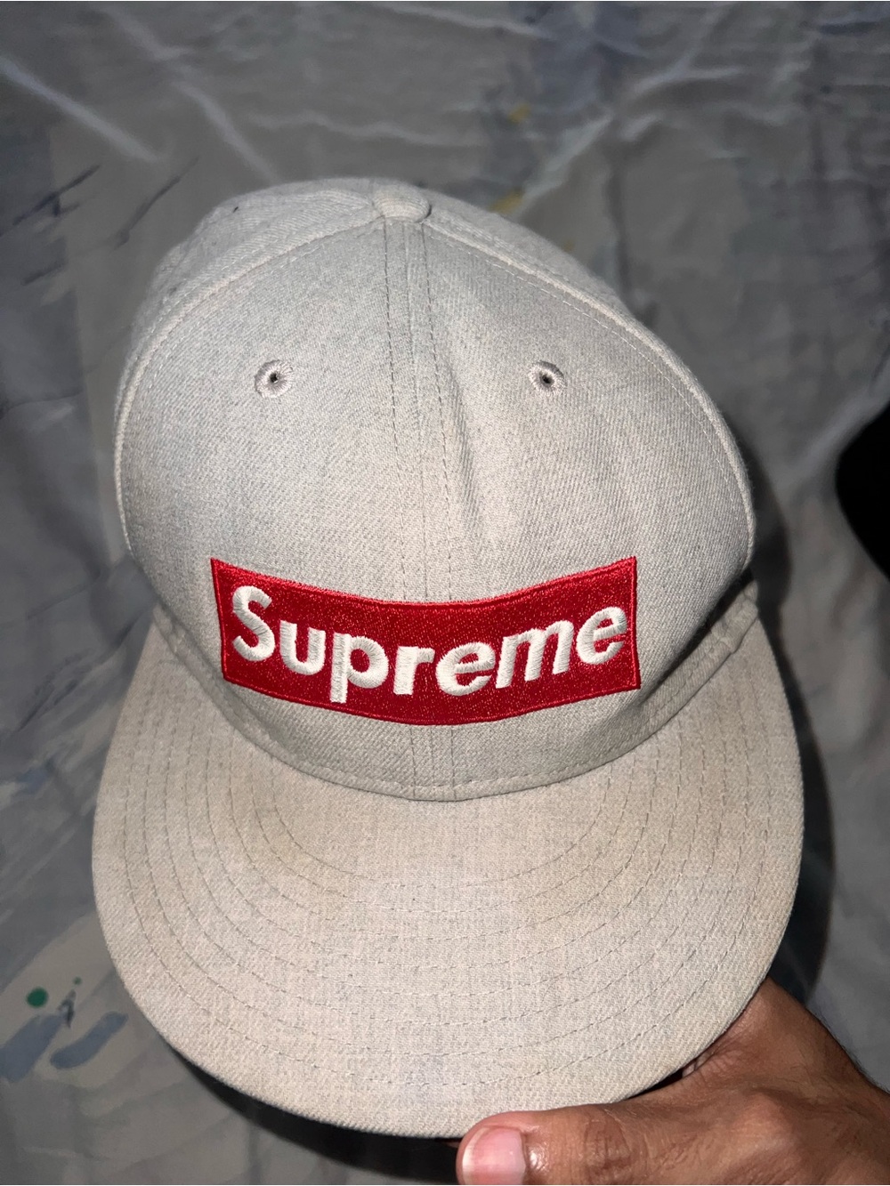 Supreme Light Gray Cap with Red Box Logo “World’s Famous”